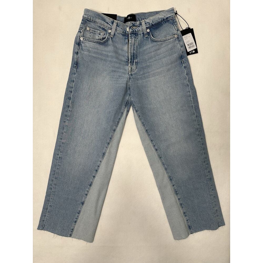 7 For All Mankind Straight Ankle Jeans Light Blue 5-Pocket Women NWT